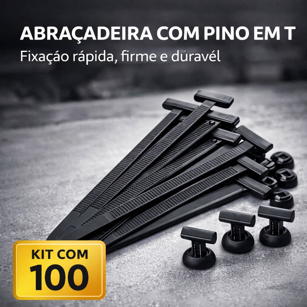 Kit 100 Abraçadeiras de Nylon Travamento Automático Plástica Universal Reforçada Fixação Automotiva