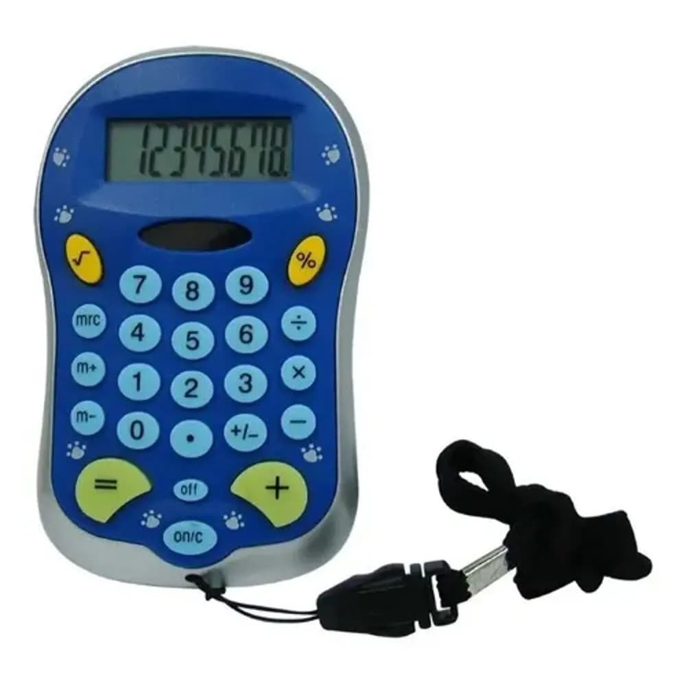 Calculadora de Bolso 8 Dígitos Azul com Cordão