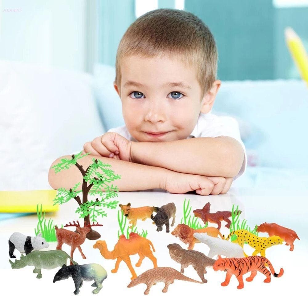 ADAMES Animal World Zoo Modelo Presentes Coleção De Plástico Brinquedo 53 Pçs/set Mini Desenvolvimento Cognitivo