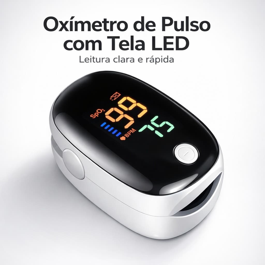 Oxímetro de Pulso Digital Medidor SpO2 Oxigênio Sangue Frequência Cardíaca Monitor LED Portátil