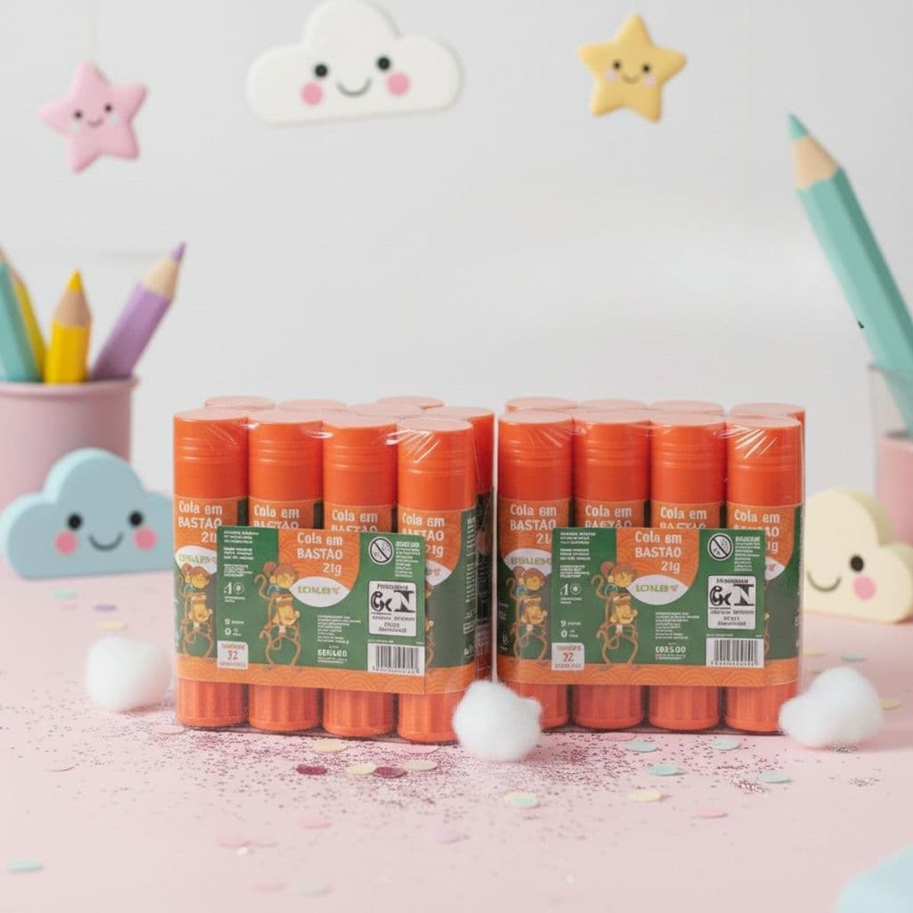 Cola Bastão 21g Leo&Leo | Kits 6/12/24 Unidades | Ideal para Papelaria, Trabalhos Escolares e Artesanato | Uso Diário