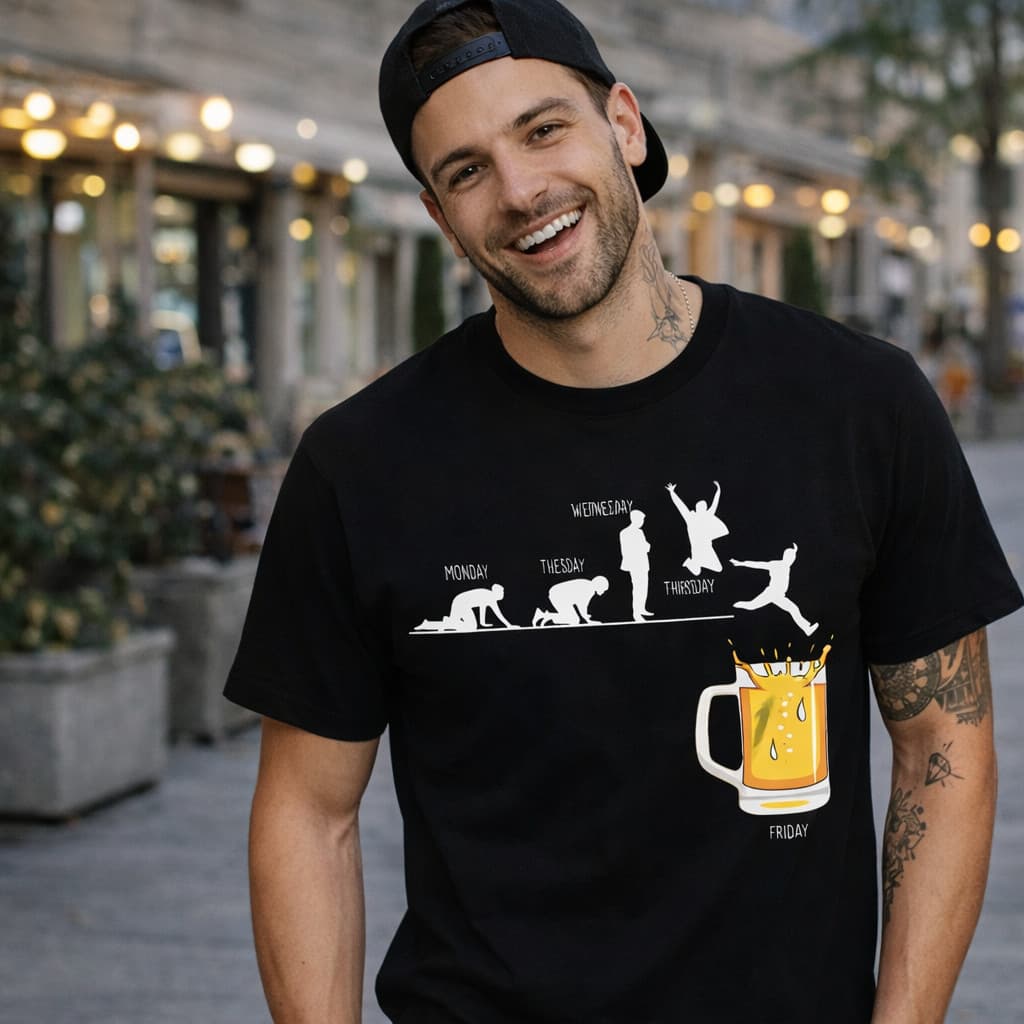 Camiseta Caindo na Cerveja Personalizada Engraçada Sextou Tomar uma Camisa Frases dias da semana