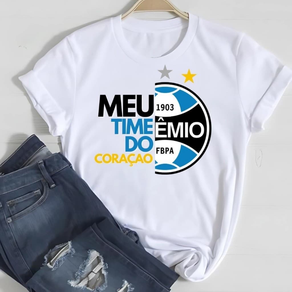 Camiseta T shirt Do Grêmio Feminina Masculina e Infantil  Camisa Branca
