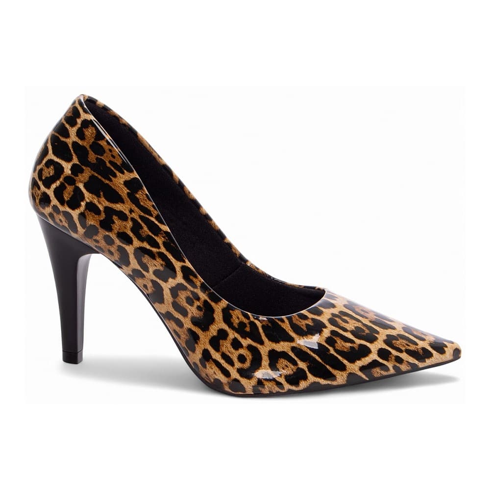 Sapato Scarpin Salto Fino Alto 10cm Bico Fino Onça Verniz