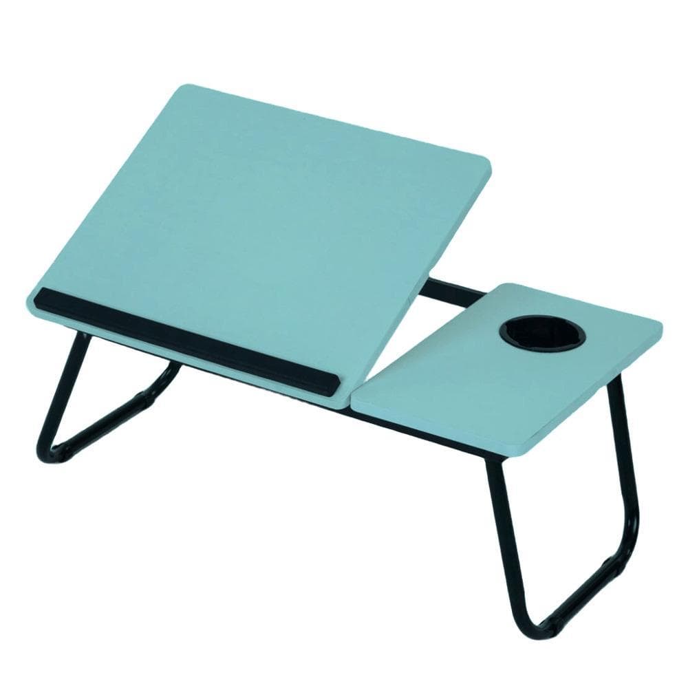 Suporte para Notebook em Madeira Dobrável – Mesa Portátil Ajustável Multiuso Azul Home Office