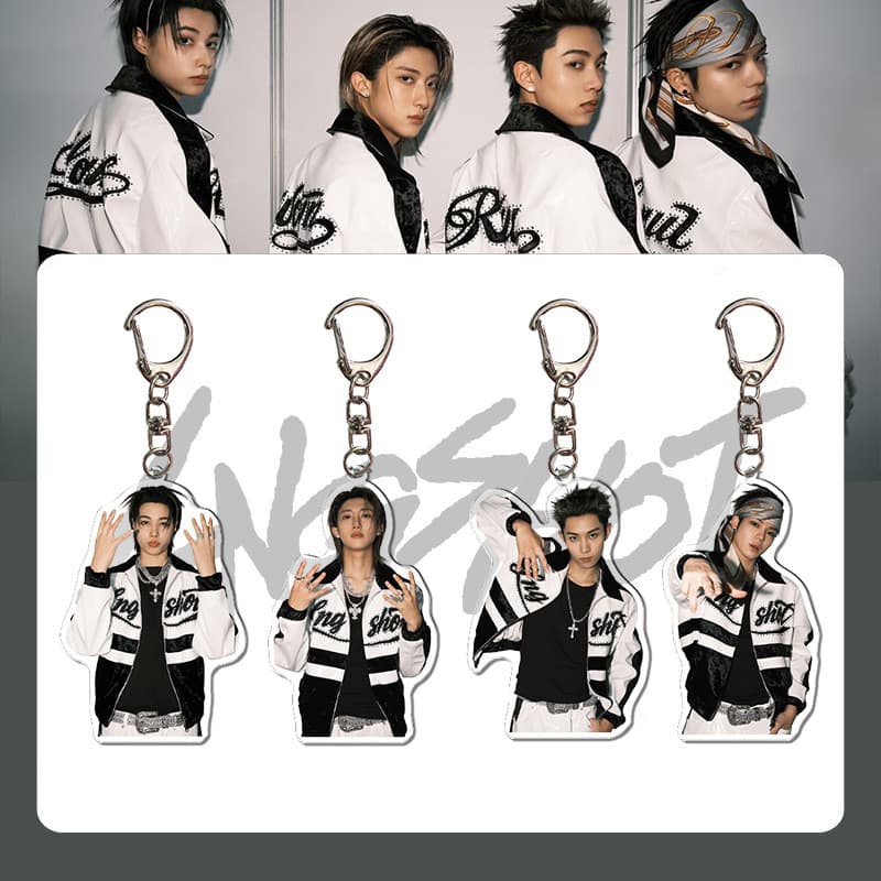 Kpop LNGSHOT Novo Menino Banda Acrílico Chaveiro Pendurado Acessório Mercadoria De Suporte De Estreia