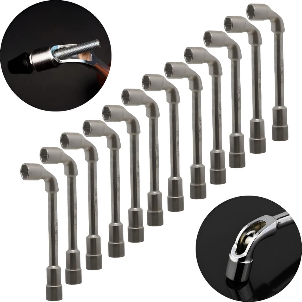 Kit 12 Peças Jogo De Chaves Biela Tipo L Vazadas 8mm A 19mm Profissional Com Furo Passante