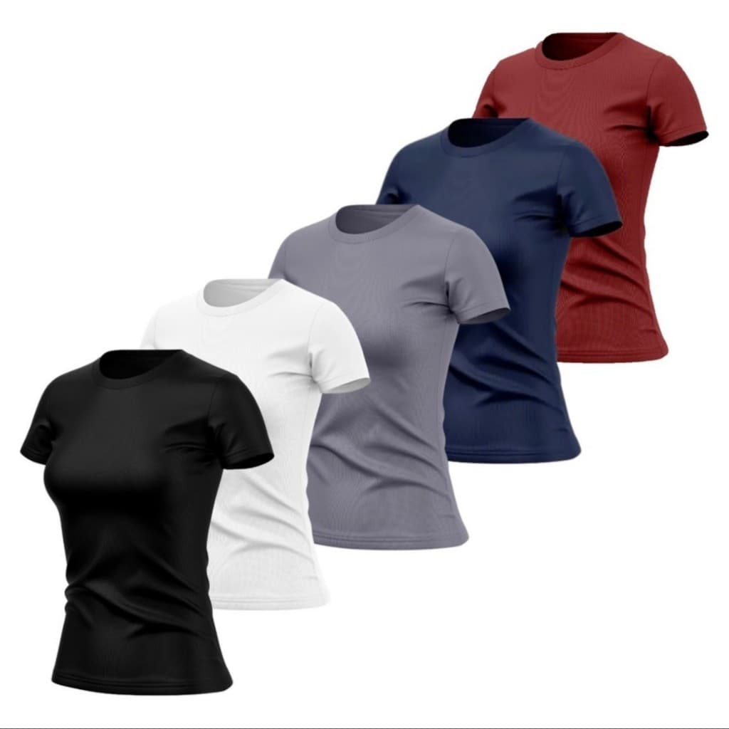 Kit 4 Camisa Bebylook Feminina Camiseta Tecido Dry-fit Academia Treino Casual - PROMOÇÃO