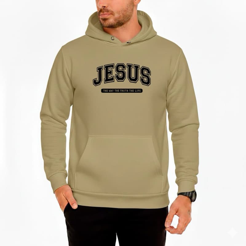 Moletom Blusa de Frio Canguru Unissex Jesus Estampada