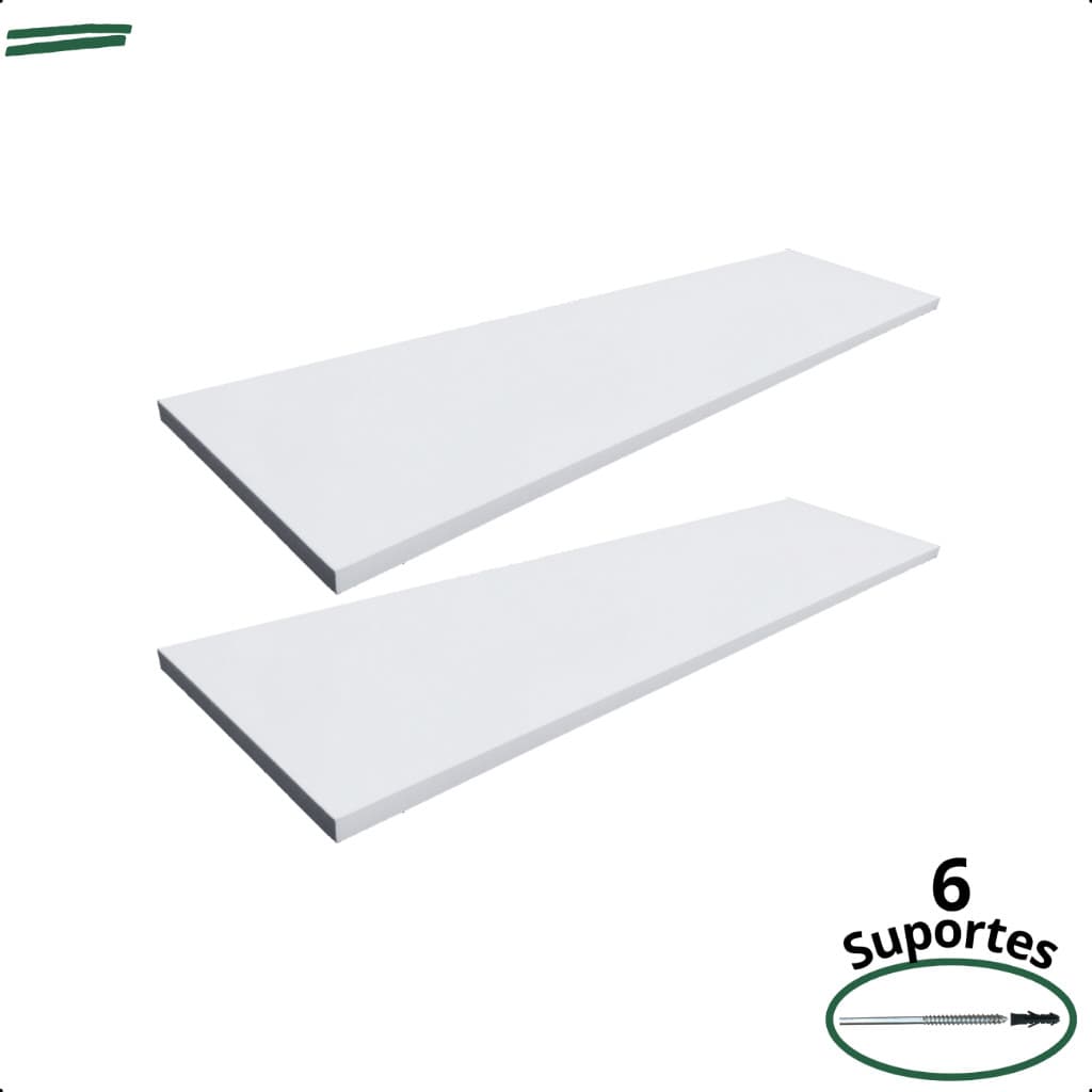 Kit 2 Prateleira Branca 80X20 + Suporte Flutuante Mdf  Organizadora Decoração Cozinha Banheiro Sala