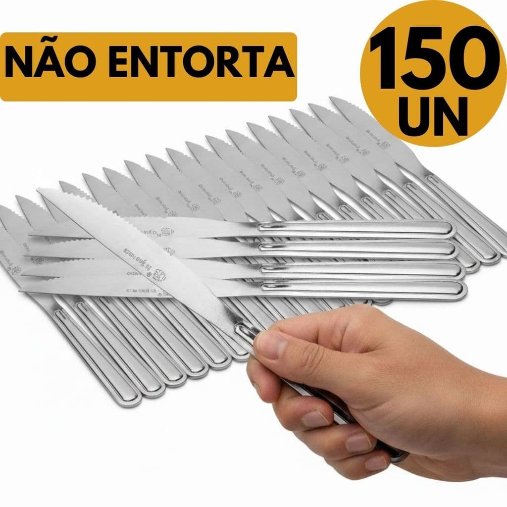 Faca de Churrasco Inox 150/125/100/75 Não Entorta Não Enferruja Casa Restaurantes Buff