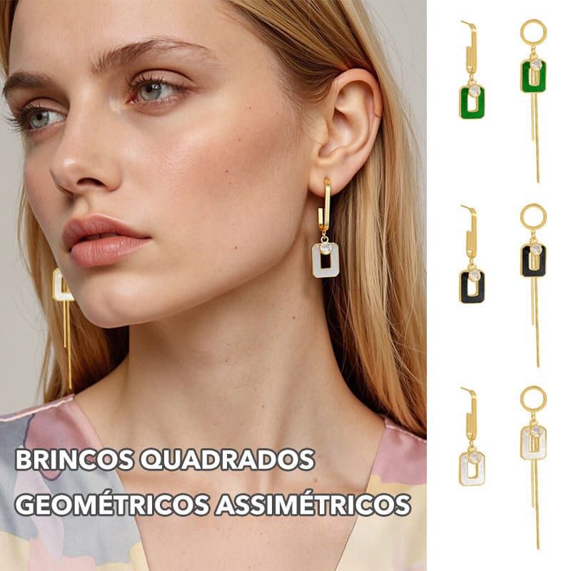 Brincos Geométricos Assimétricos Modernos Com Franjas Exclusivas