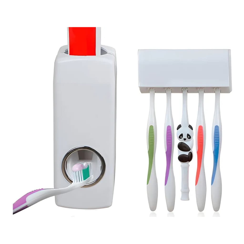 Dispenser Automático Creme Dental E Suporte Escova Pratico