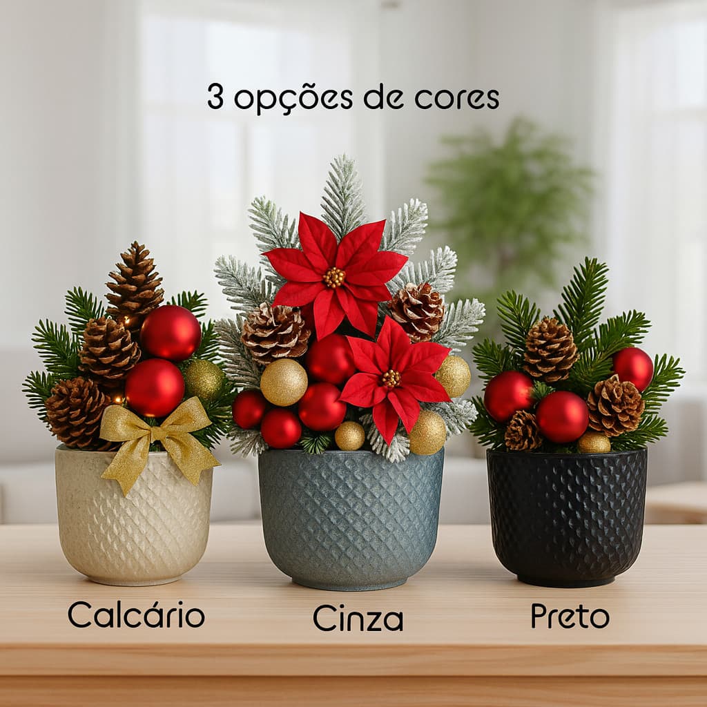 Vaso Arranjo de Mesa Natal para plantas decorativo Natalino em Polietileno 3,6L
