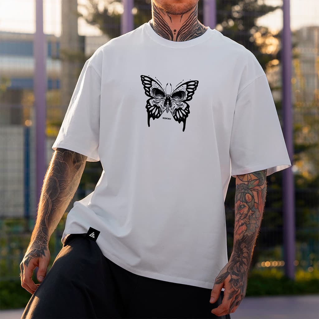 Camisa Camiseta Blusa Básica Estampada Borboleta Reborn Tendencia Exclusivo Streetwear Style Algodão Unissex
