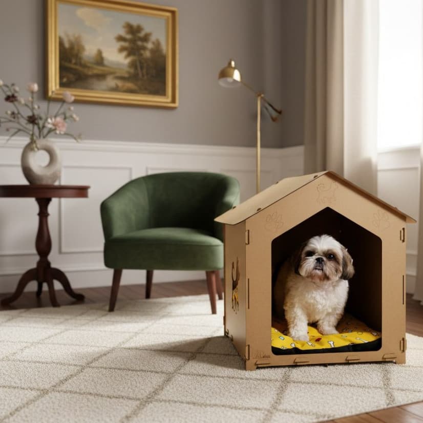 Casinha Para Cachorro MDF Casa Pet Resistente Confortável Decorativa Toca Abrigo Para Cães Pequeno Porte Premium