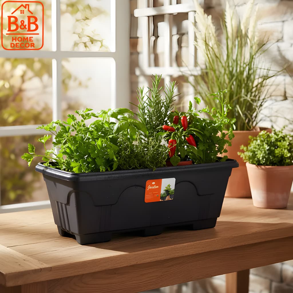 Kit Floreira Retangular 10L Grande Reforçada Ideal Plantas Ornamentais Hortas Domésticas Paisagismo