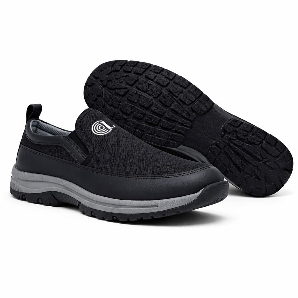 Tênis Slip On Masculino Preto Antiderrapante Confortável Leve Trabalho Dia a Dia Casual Resistente