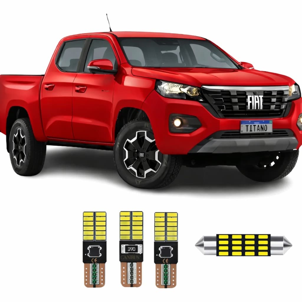 Kit Lampadas De Leds Internas + Placa Nova Fiat Titano 2025 T10 Branco 6000k