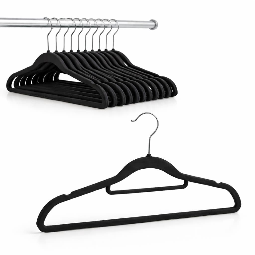 Cabide de Veludo Slim com Gravateiro 42cm Preto 10 pecas