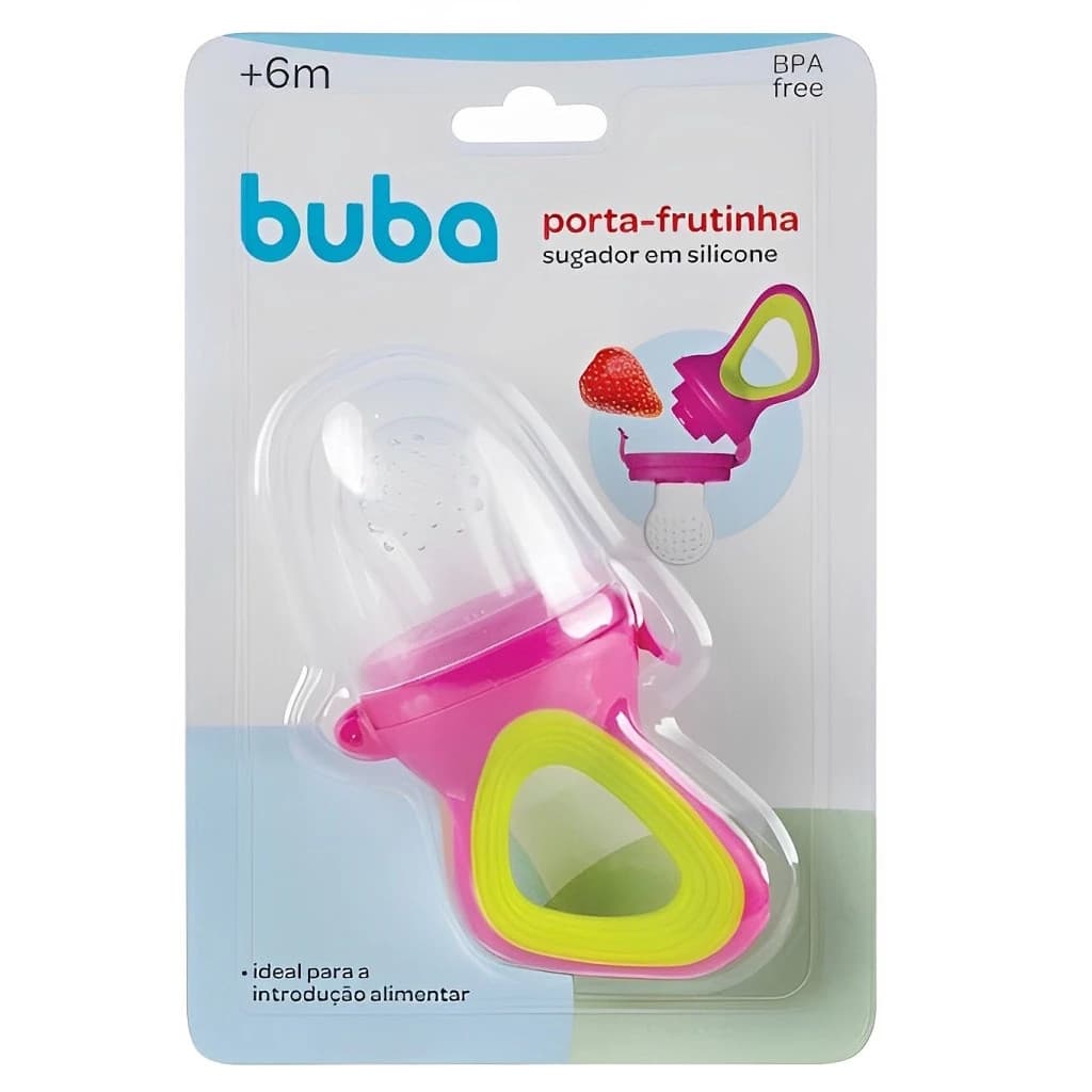 PORTA-FRUTINHAS SUGADOR EM SILICONE - SORTIDO ROSA E AZUL BUBA