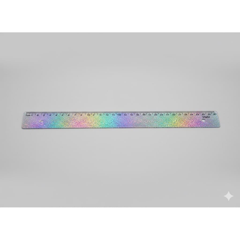 Régua 30cm Glitter Holográfico Fashion Brilhante