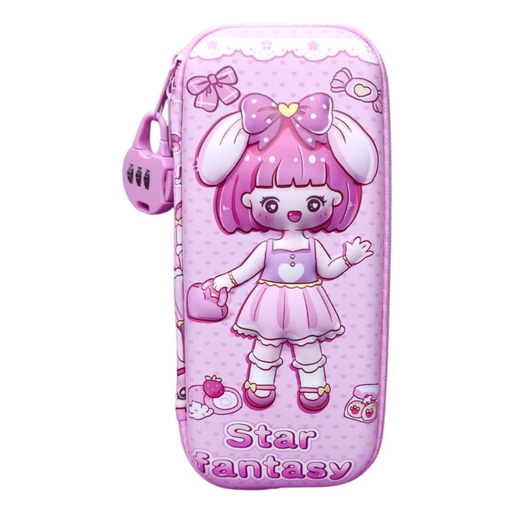 Estojo Escolar Uni Star Fantasy Pvc Rosa-claro 22cm X 10cm X 4,5cm