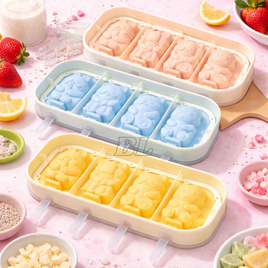 Forma Molde Ursinho Fofo Para Sorvete Picolé Chocolate Em Silicone