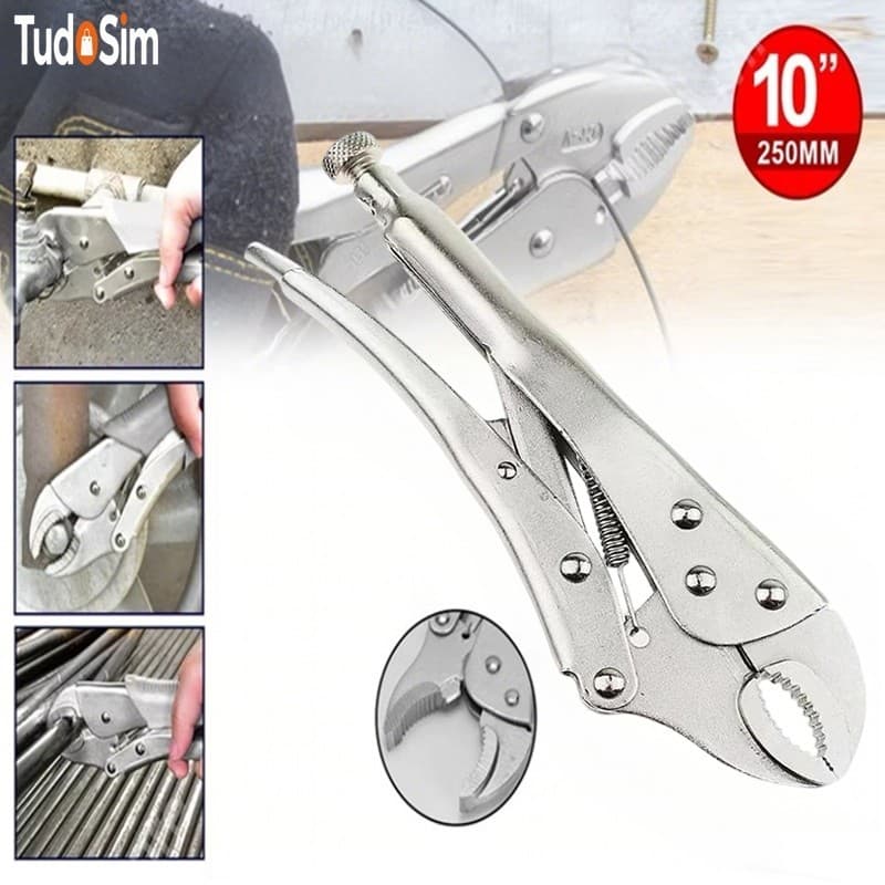 [ENVIO IMEDIATO]Alicate de Pressão Em Aço Carbono Com Mordente Curvo 10 Polegadas 250mm