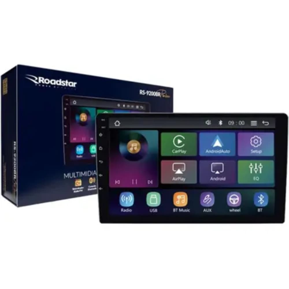Multimidia Android Roadstar RS-9200BR Proline: Tela 9 IPS e 2GB RAM