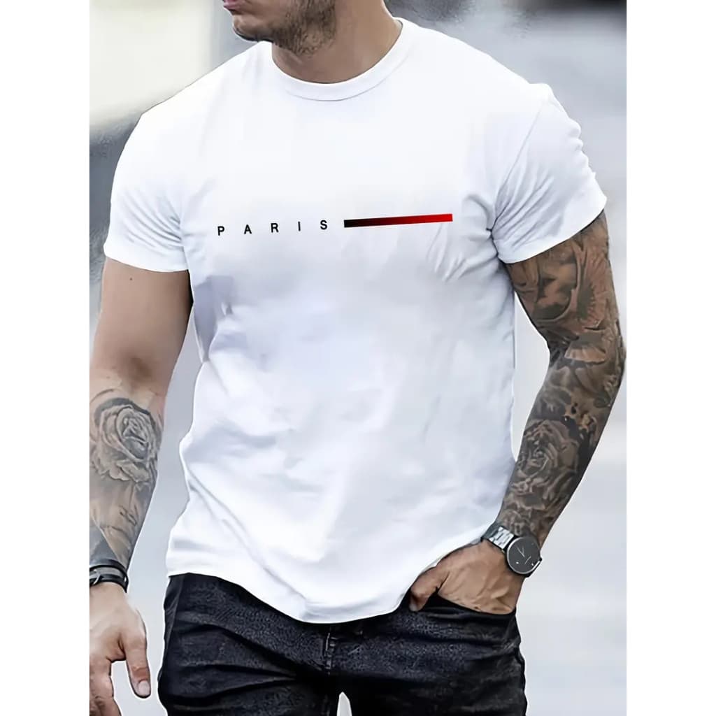 Camiseta T-Shirt 100% Algodão Estampada Paris Degrade Horizontal Camisa masculina