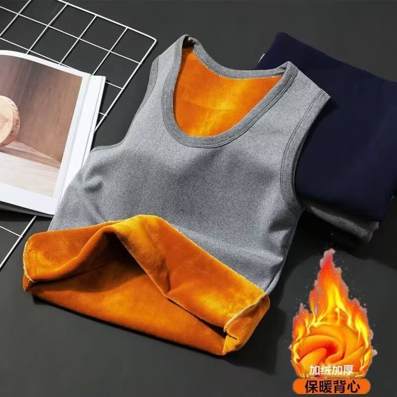 Inverno ouro velo colete masculino dupla face velo roupa interior térmica colete velo engrossado camiseta juventude tama