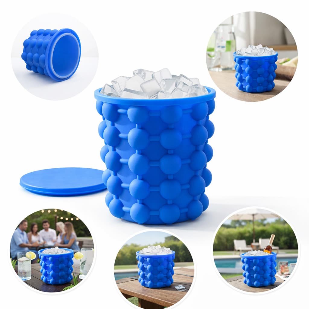 Balde de Gelo Silicone Térmico Retrátil 900 ml Forma Gelo Rápido Drink Bar Cozinha Pratico Portátil