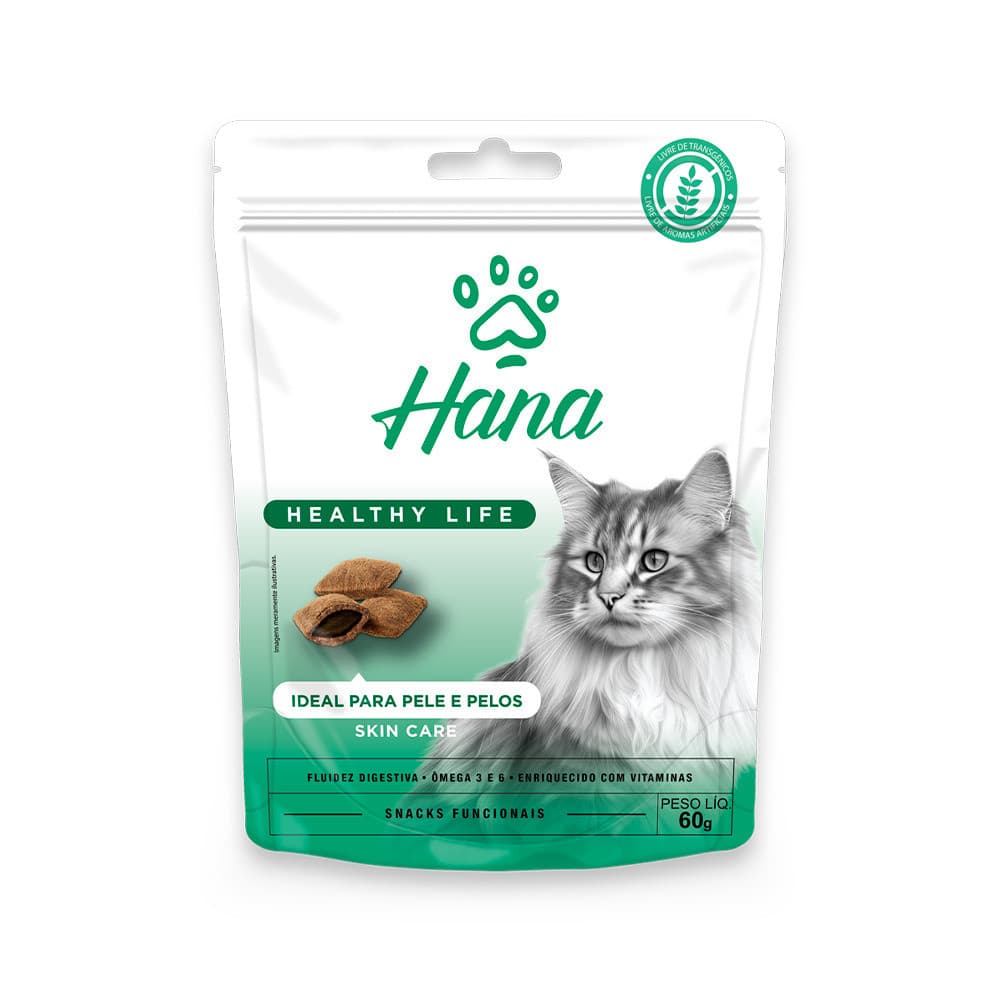 Snack Hana Nuggets Pele e Pelos para Gatos 60g
