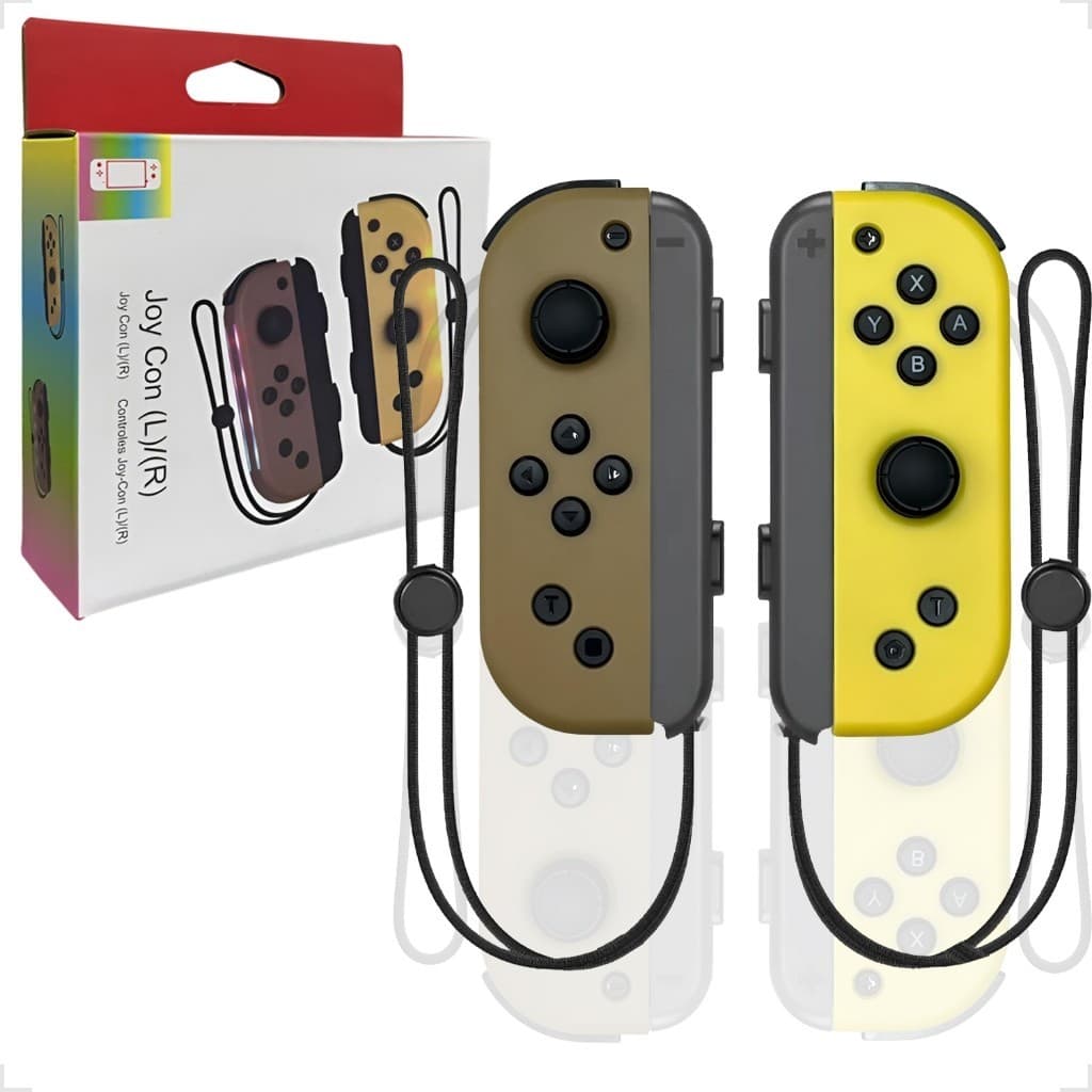 Controle Par JoyPad Nintendo Switch Joy-con(L/R) Marrom e Laranja GamePad Com Led RGB Compatível Nintendo Switch