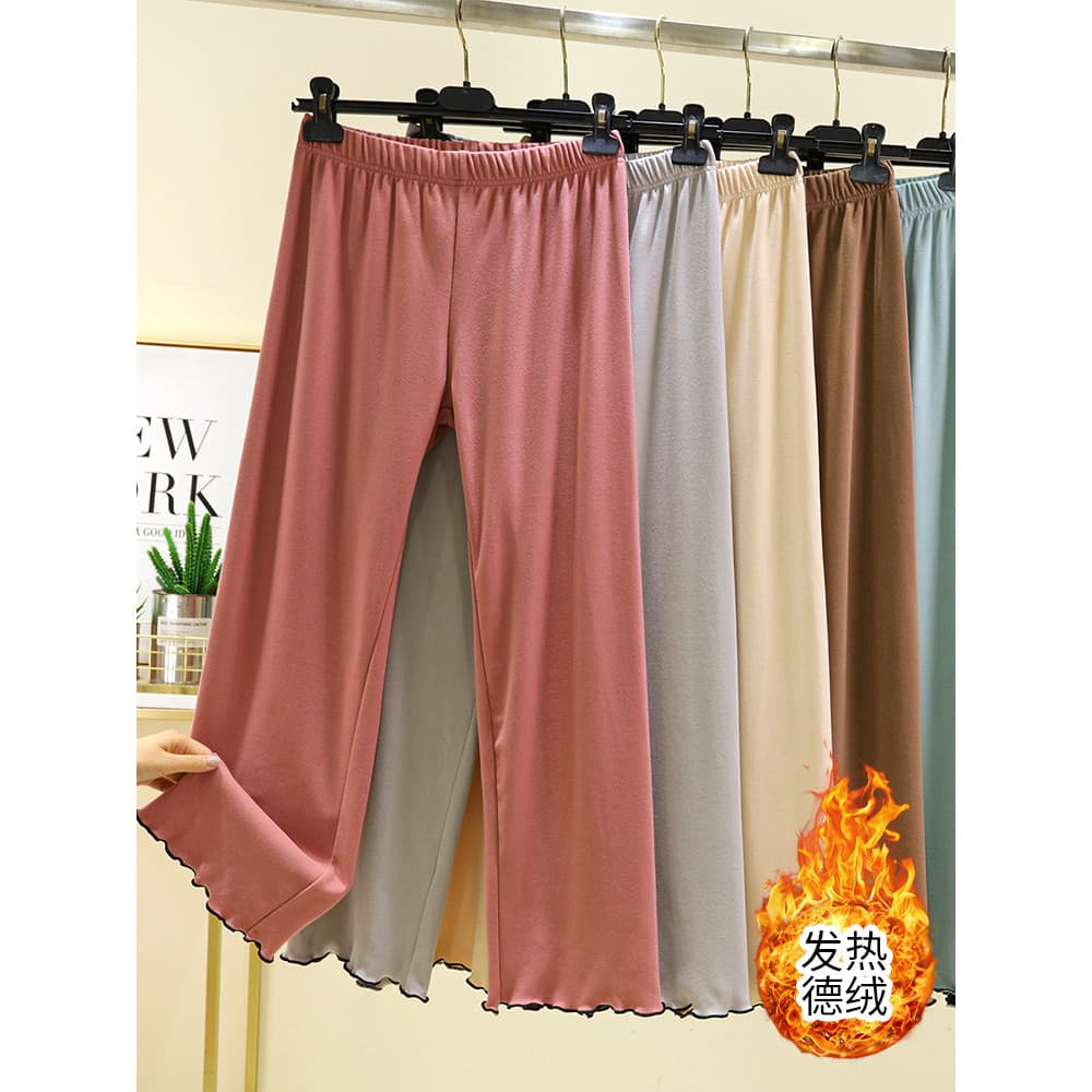 Calças alemãs de renda de veludo para casa, mulheres, inverno, Plus veludo, tamanho grande, pernas largas, aquecimento,