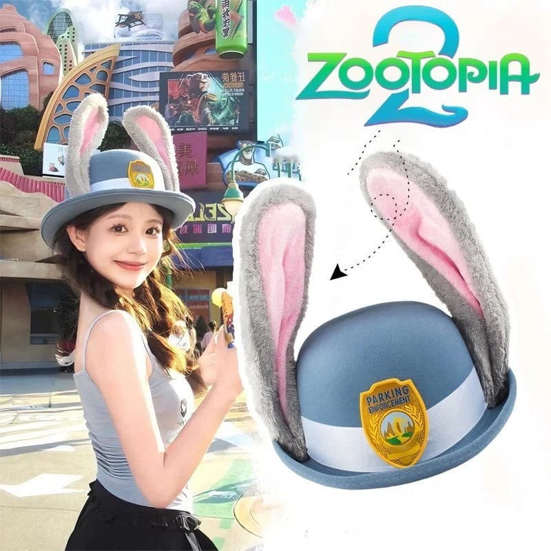 Judy Coelho Bowler Chapéu Zootopia Polícia Crianças Adulto Cosplay Bandana Bonito Presente De Festa