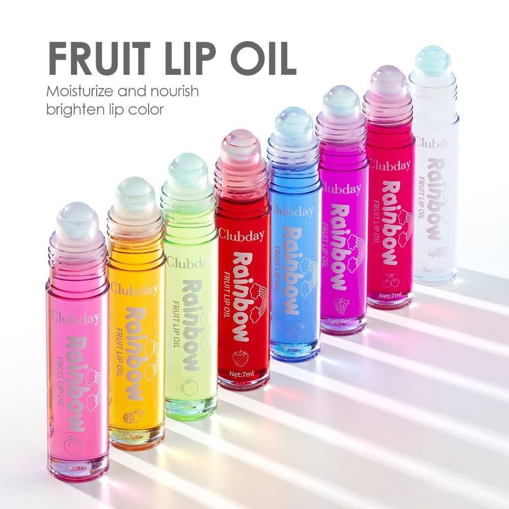 Óleo labial com sabor de frutas, brilho labial transparente hidratante, Design Roll-On, várias cores disponíveis, elemen