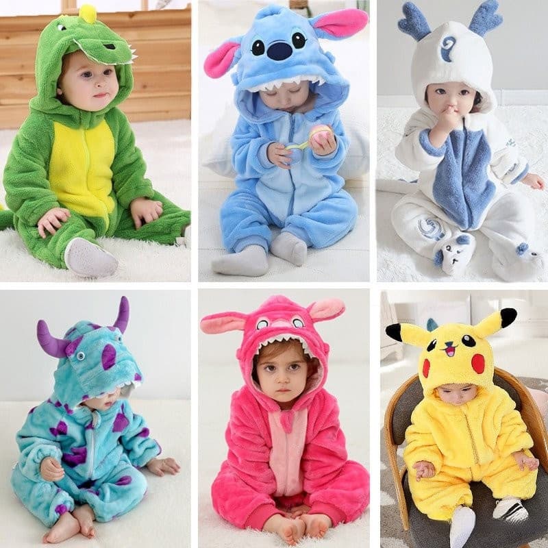 Macacão de bebê, macacão de fantasia de Halloween recém-nascido Pikachu Dinosaur Sullivan