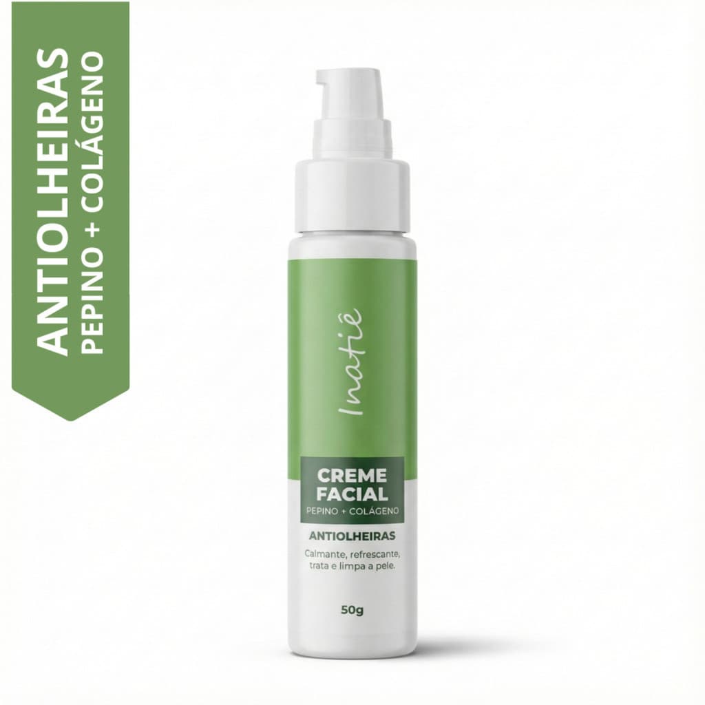 Creme Facial Antiolheiras Pepino Colágeno Hidratação Olhos Inatiê Cosméticos 50g