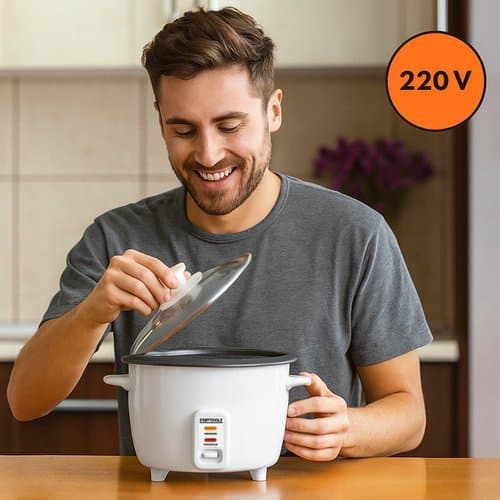 Panela Arroz Elétrica 1.3 Litros 220V 5 Xícaras Branca Tampa Vidro
