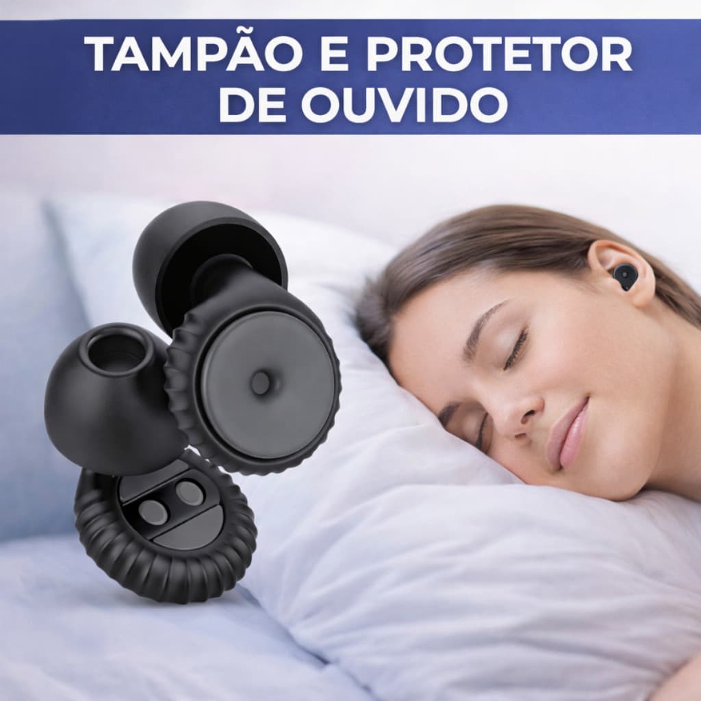 Par de protetores auriculares anatômicos em silicone para isolamento acústico e descanso profundo