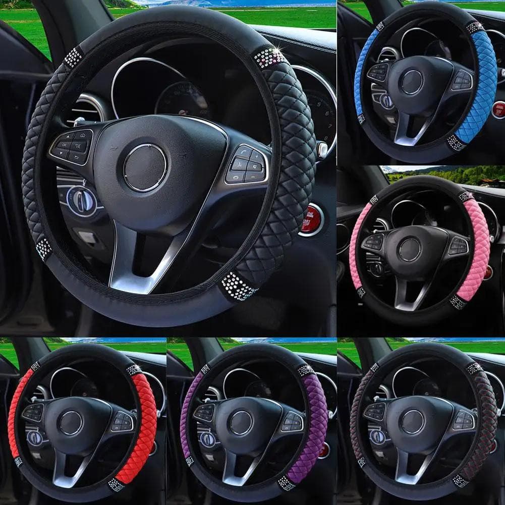 Capa De Volante De Carro Universal , Bling De Couro PU , Capas Strass , Acessórios Automáticos Para Decoração De Interio