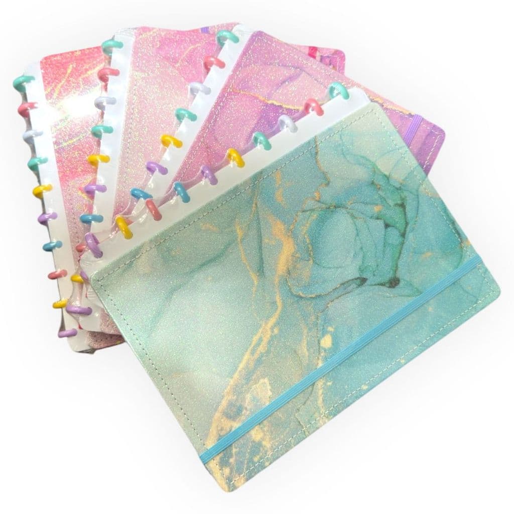 Caderno Inteligente 10 Disco Mármore Com Glitter 87 Folhas - Medio