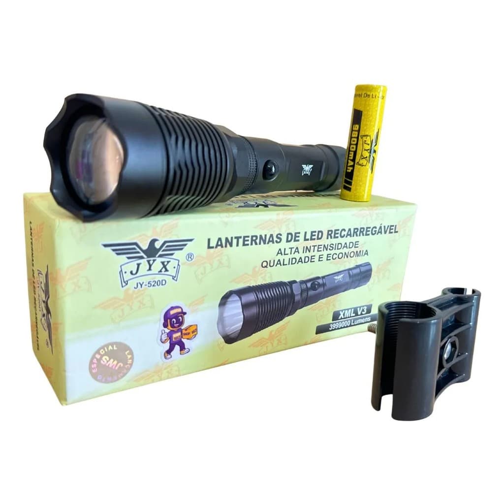 Lanterna Led Luz Branca Caça Pesca Foco Redondo Fixo Led Preto JWS	JY-520D