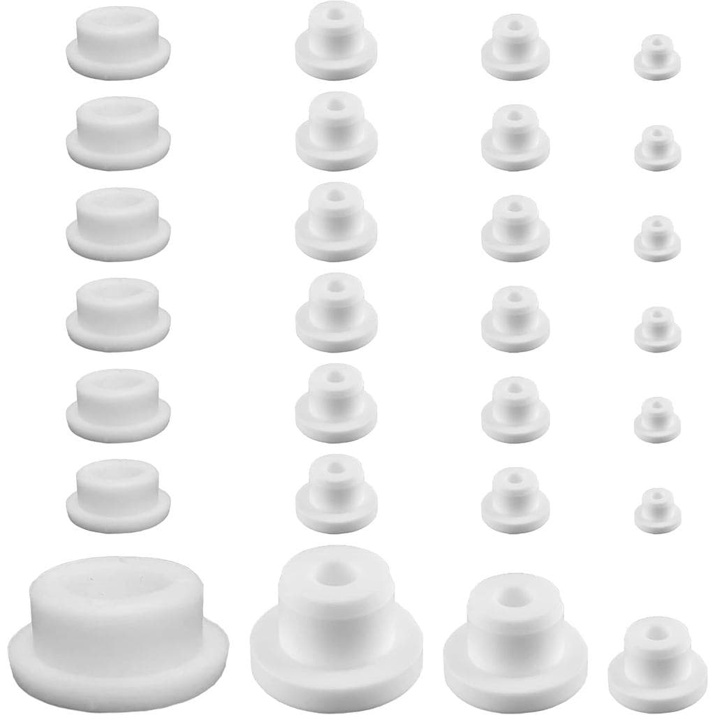 Tampas para Jatos de Banheira, 24 Peças, Tampões de Silicone para Furos, Tampões de Tubo Impermeáveis, Brancos, 4 Tamanh