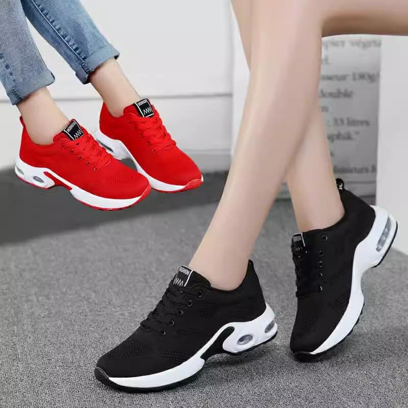 Outono sapatos femininos malha respirável quente mãe correndo sapatos esportivos almofada de ar absorção de choque leve