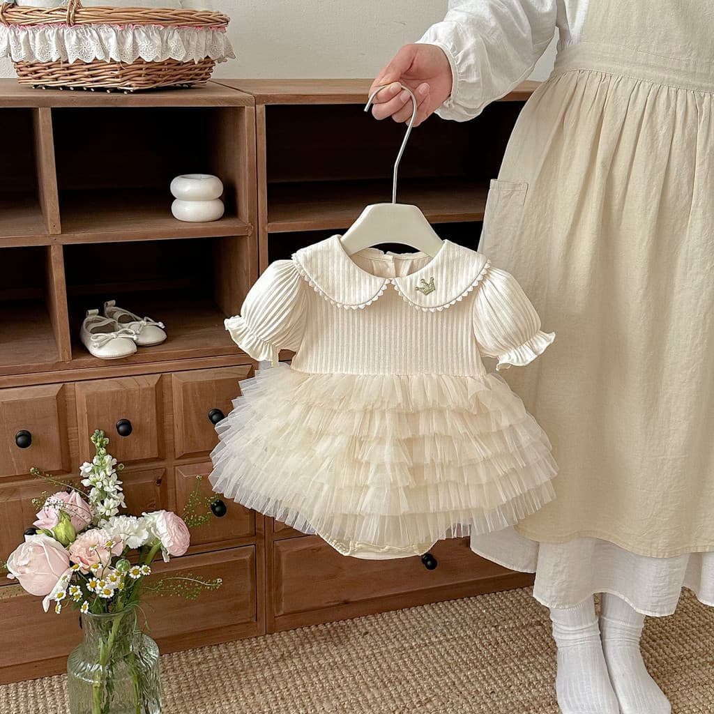 Bebê macacão verão princesa macacão renda bolo macacão bebê menina cem dias banquete vestido elegante grupo algodão AGHE