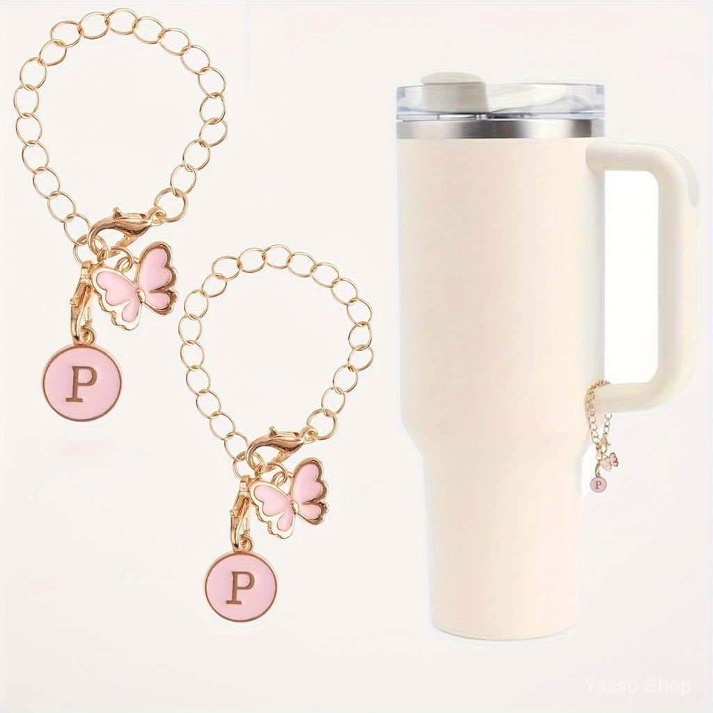1pc Carta Inicial Fofa Charme , Decoração Borboleta Ramadan , Pingente Decorativo De Maçaneta De Copo , Acessórios De Id