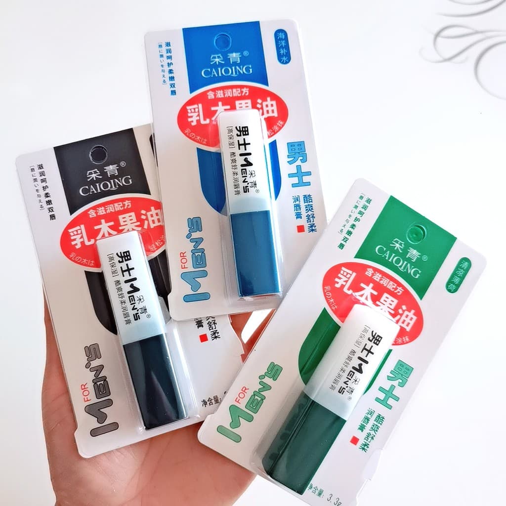 C c11 Caiqing Men Manteiga de Karité Bálsamo Labial Refrescante Hidratante Hidratante Bálsamo Labial Incolor Óleo para B